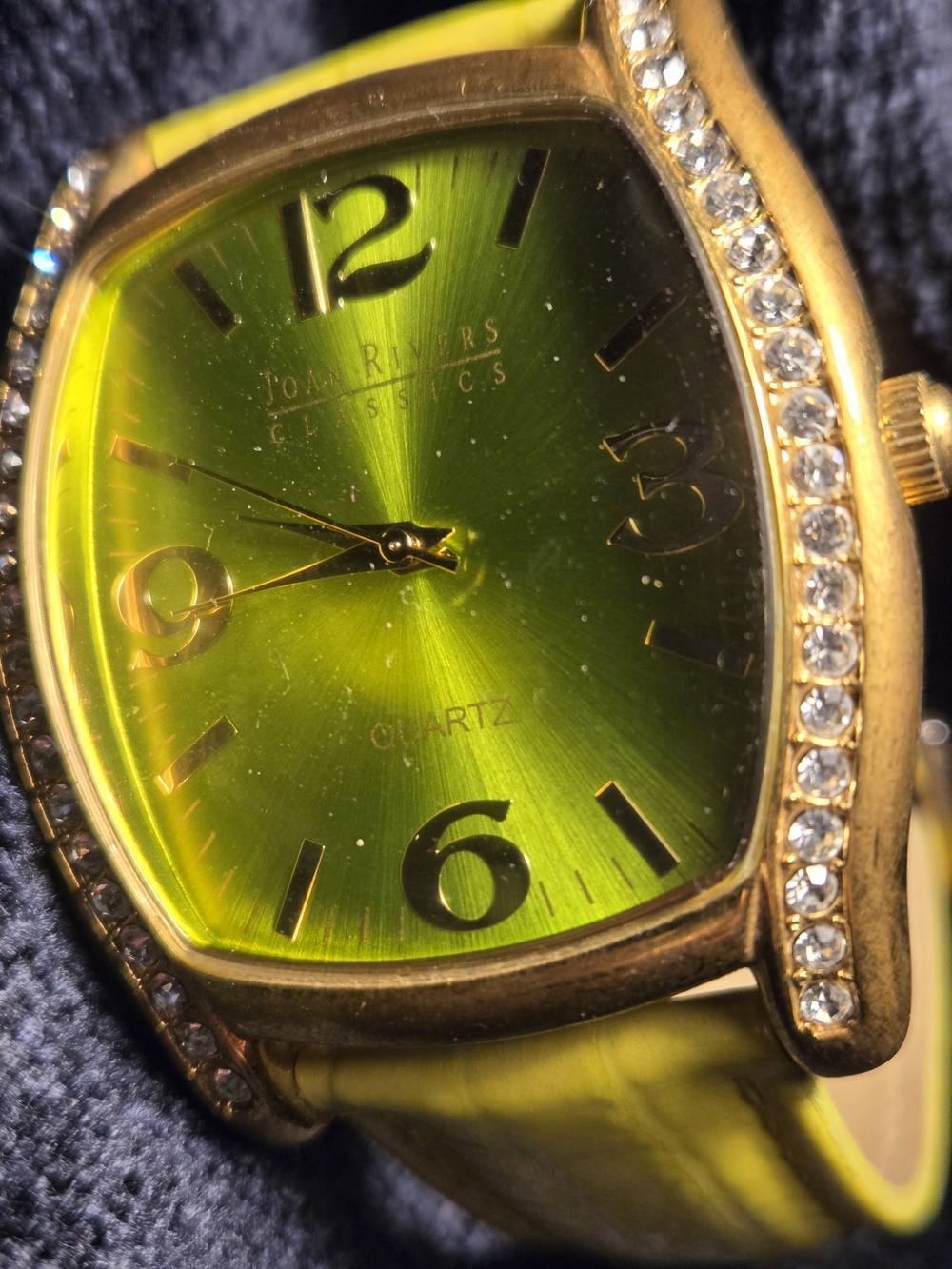 Joan Rivers Classics Green Sunburst Crystal-Trim Watch